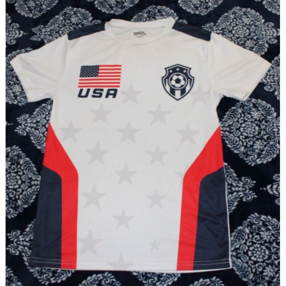 USA National Team Soccer Jersey Fast Action Mens Size SMALL Blue White Red